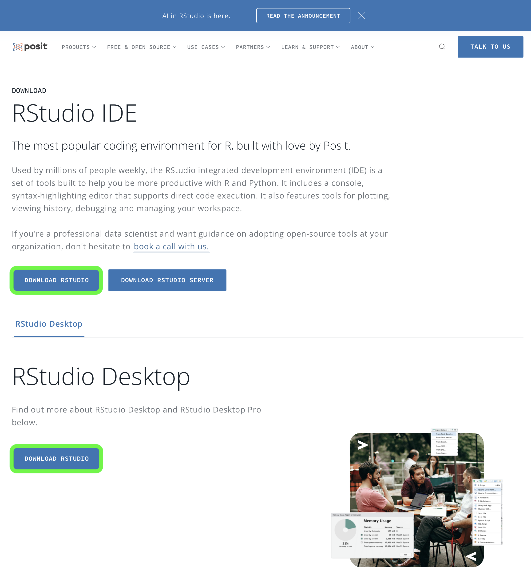 *Pantalla de confirmación para la descarga de RStudio.*