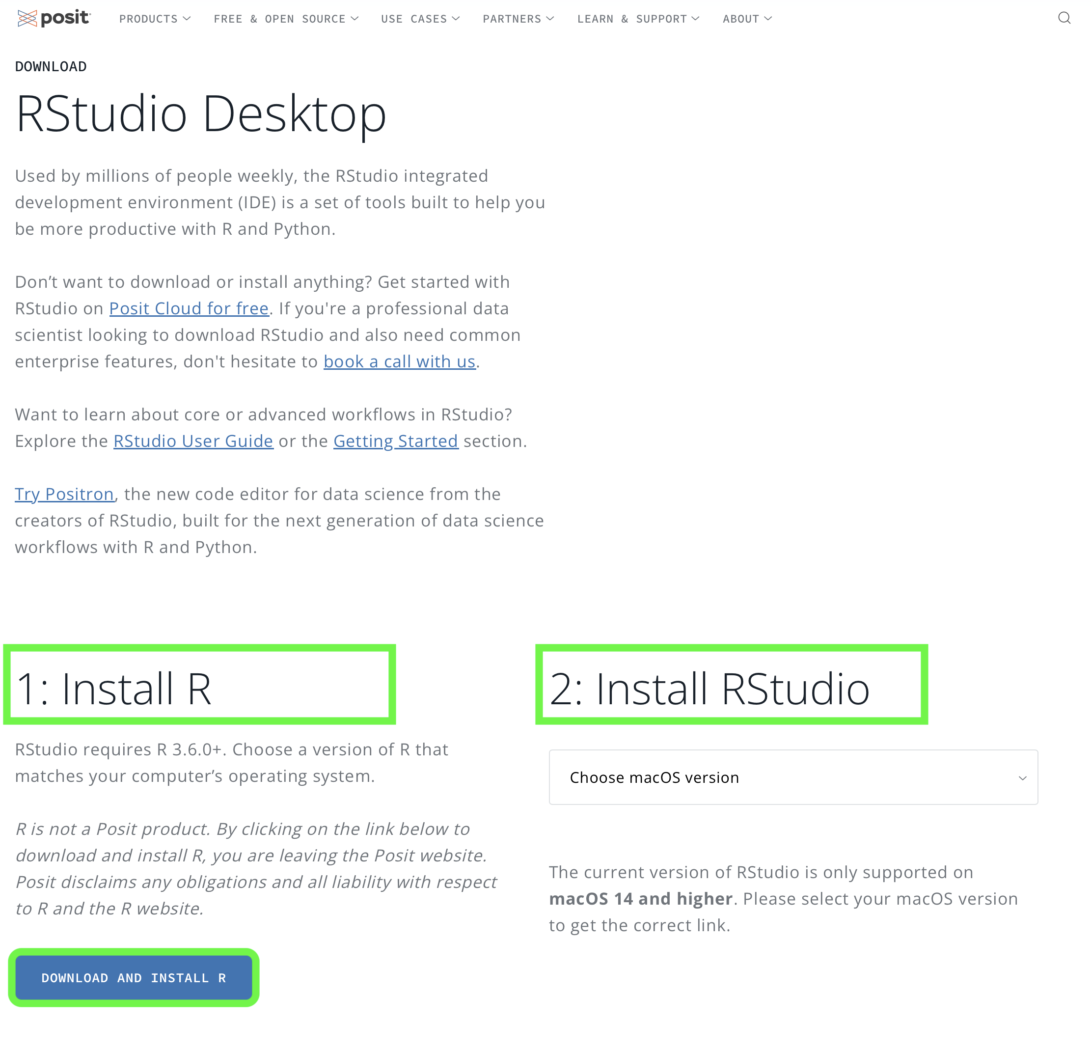 *Pasos para la instalación de R y RStudio desde la página oficial.*